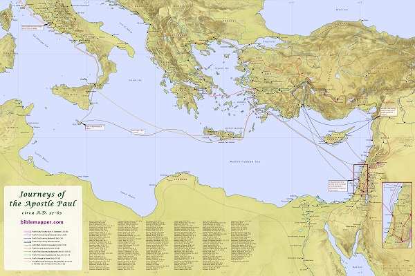 Poster Map of Paul's Travels