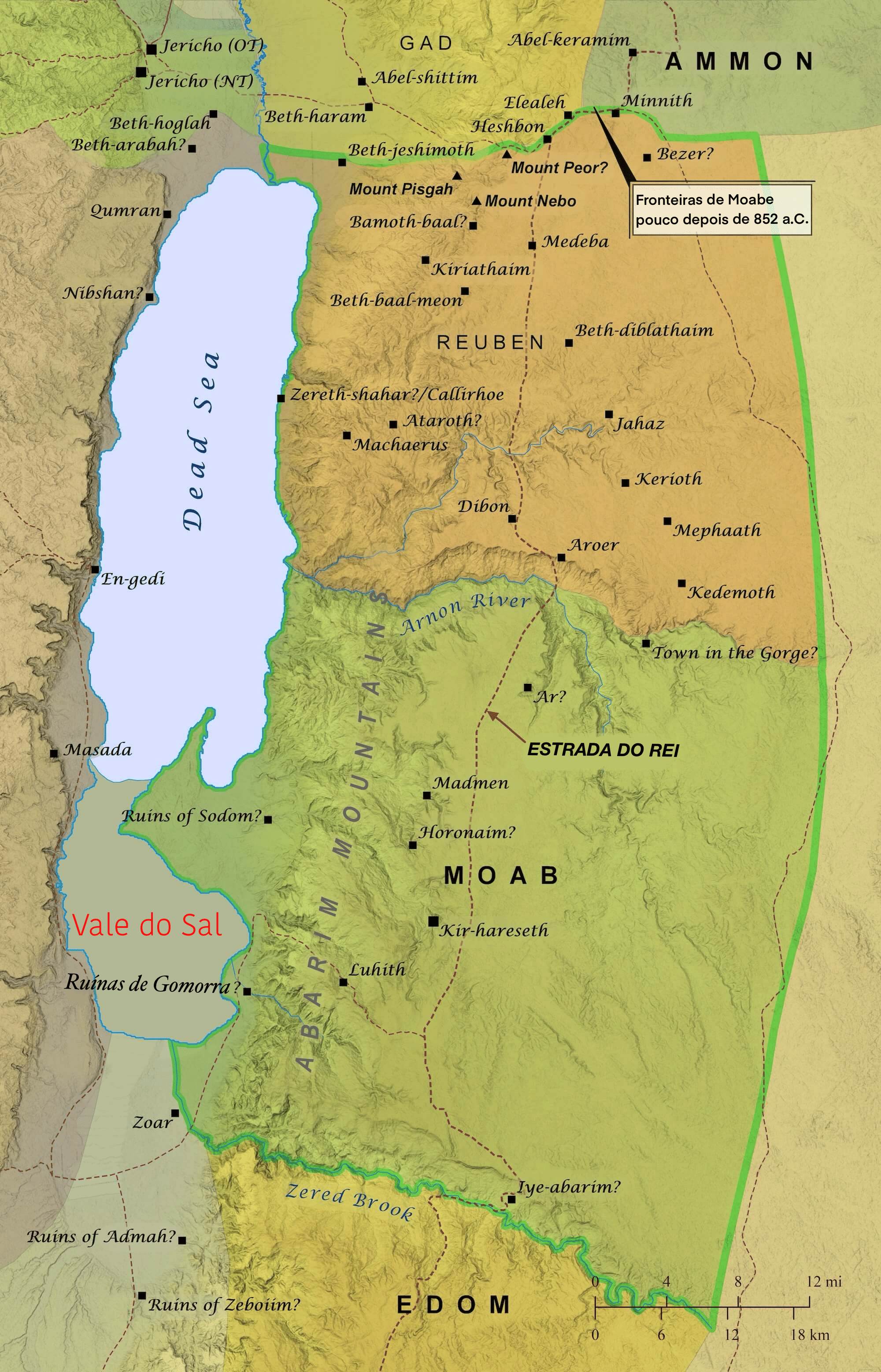 Rúben, Moabe, Mar Morto