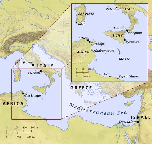 Carthage, Italy, and Nearby Islands
